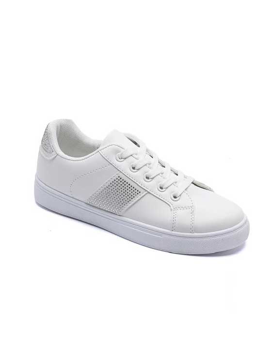 Lanza - Hvide sneakers med små fine similisten